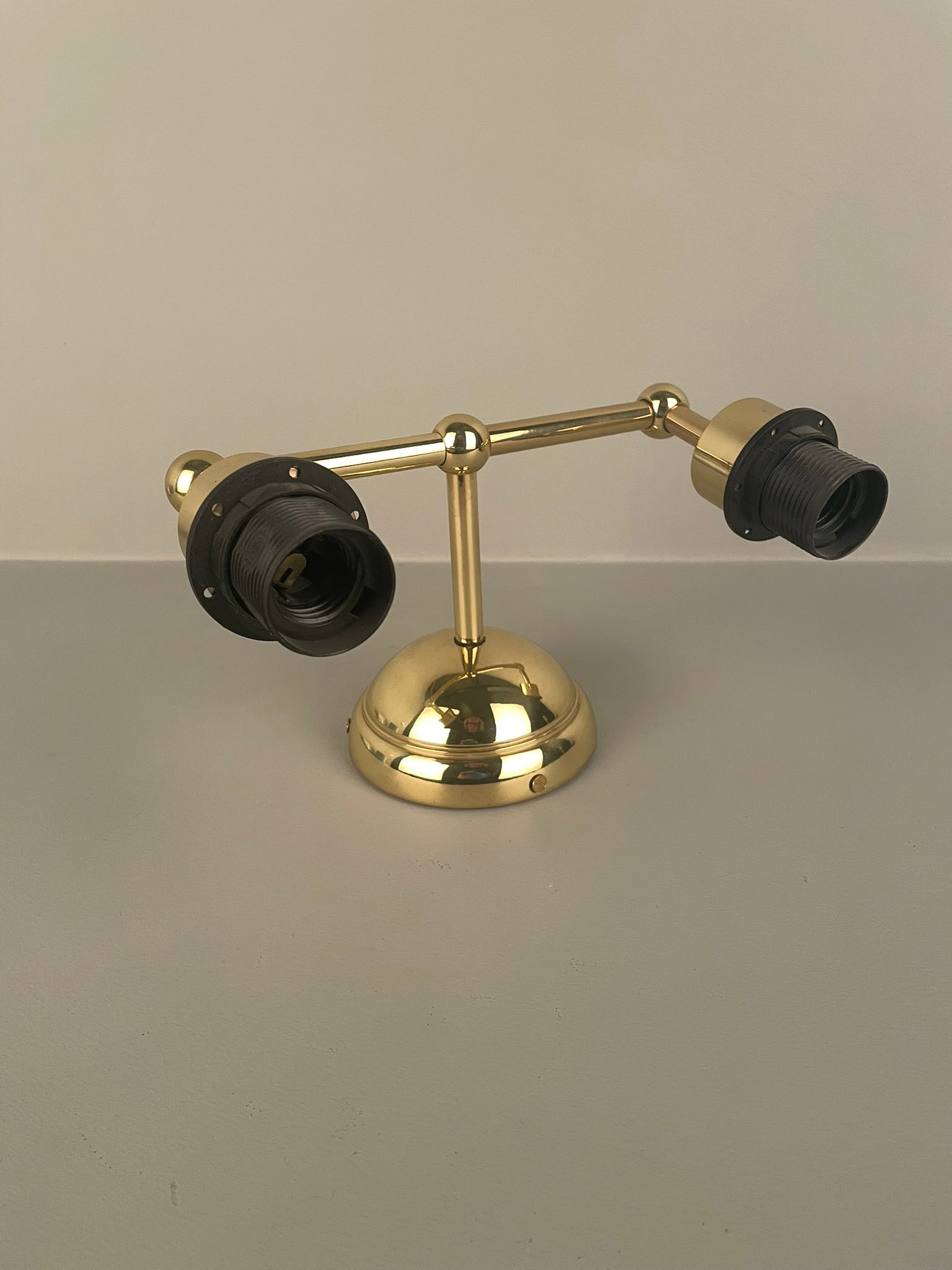 Busan Modern Brass Double Wall Light with Fabric Shades 25.5cm IP20 - Subtle Wear