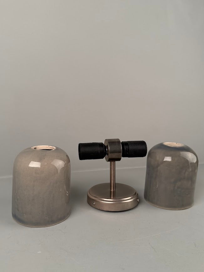 Sakura Grey Double Ceramic and Brass Wall Light 31cm IP20 - Subtle Wear