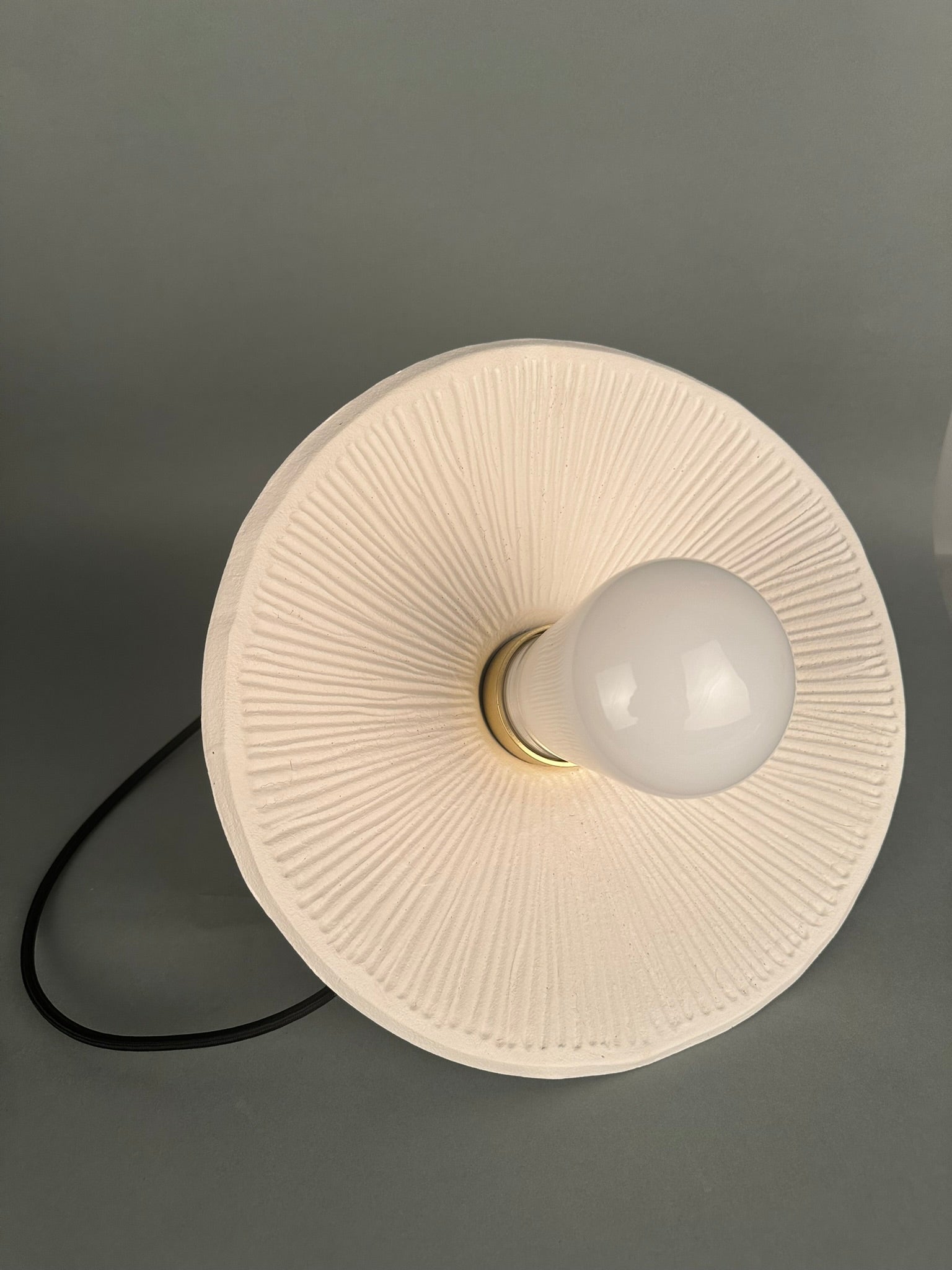 Pyrus Organic Ceramic Bathroom Pendant Light, Matte White Striped, 28cm IP44 - Subtle Wear