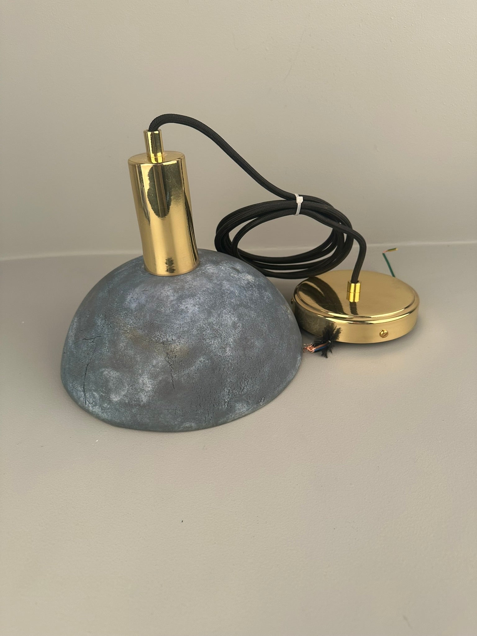 Kauri Organic Ceramic Dome Pendant Light 20cm, Blue Earth - Wear and Tear