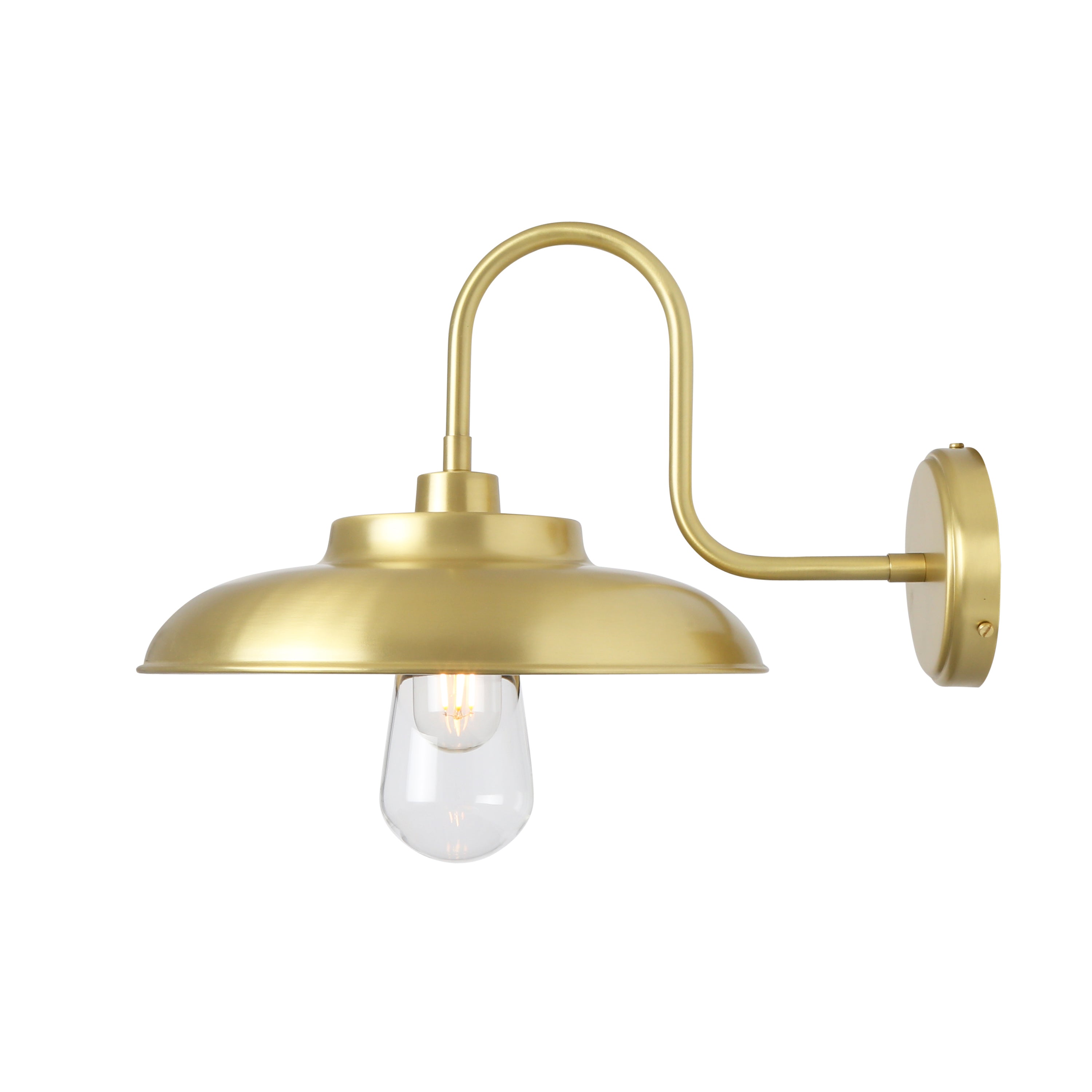 Darya Swan Neck Wall Light | Satin Brass | Clear Glass