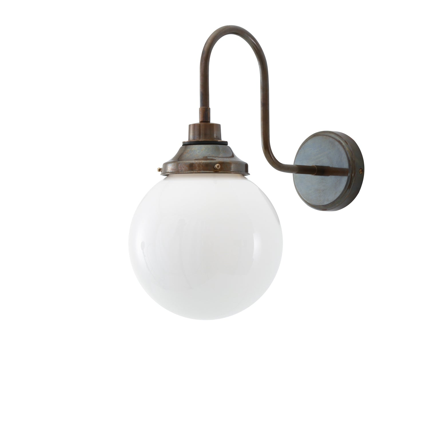 Pelagia Opal Globe Swan Neck Wall Light 20cm IP44 - Subtle Wear
