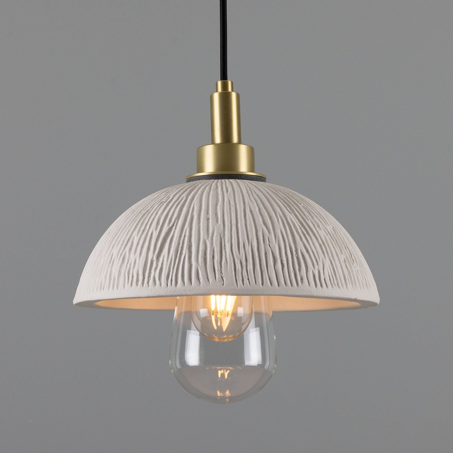 Kingii Ceramic Dome Bathroom Pendant Light, Matte White 20cm IP44 - Wear and Tear