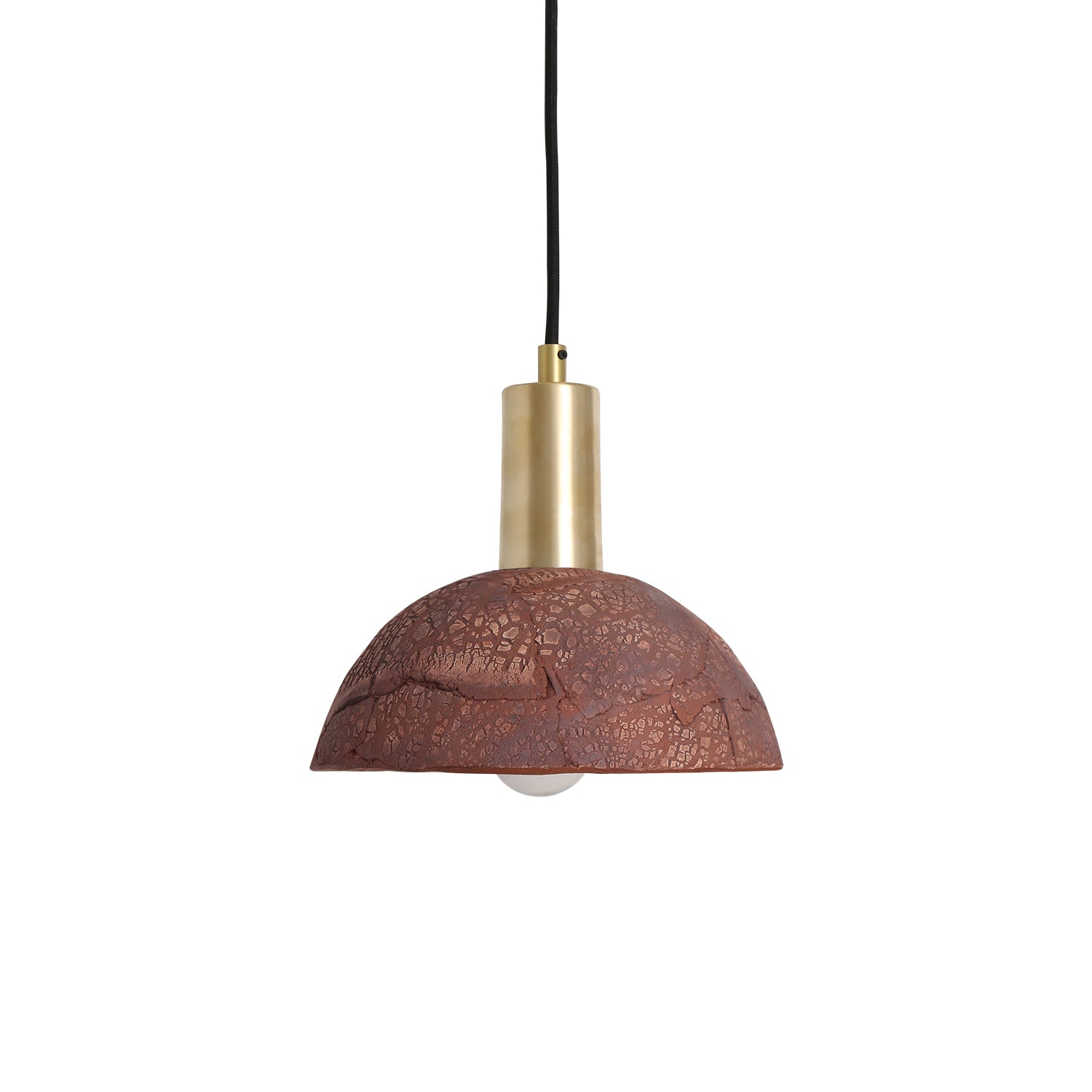 Kauri Organic Ceramic Dome Pendant Light Red Iron 20cm IP20 - Subtle Wear