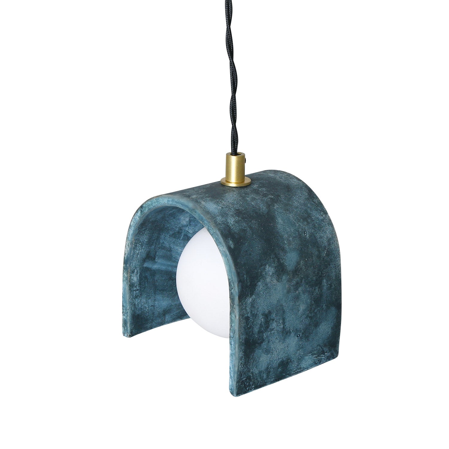 Tansy Minimalist Organic Ceramic Pendant, Blue Earth 14cm IP20 - Like New
