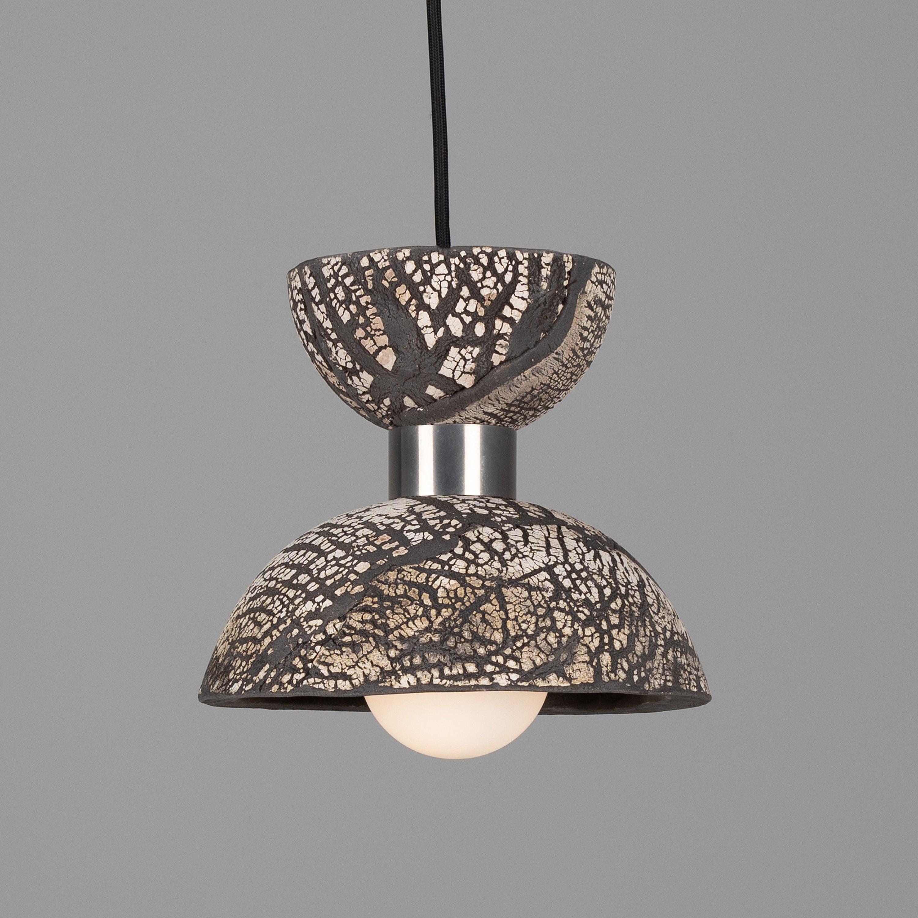 Nakaii Organic Ceramic Pendant Light, Black Clay 20cm IP20 - Subtle Wear