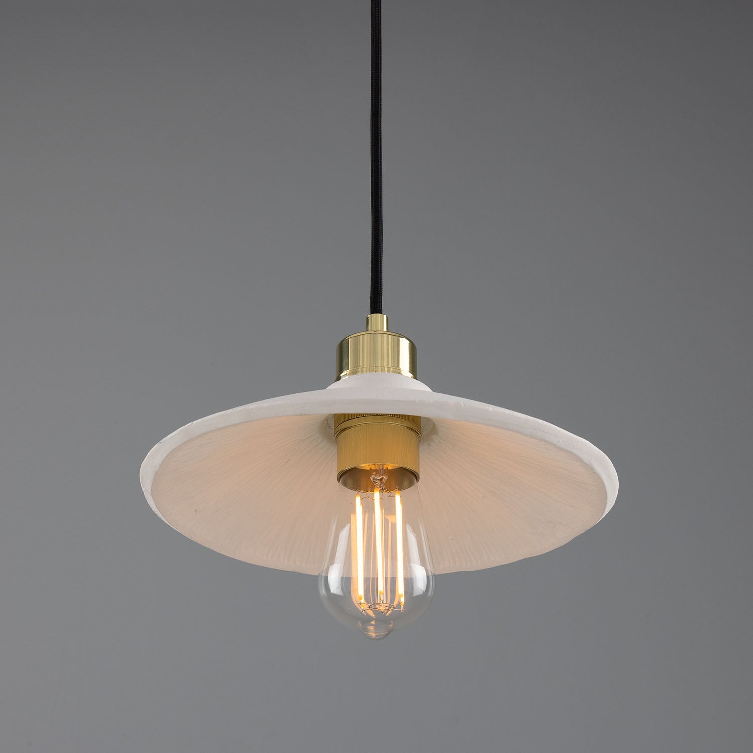 Pyrus Organic Ceramic Bathroom Pendant Light, Matte White Striped, 28cm IP44 - Subtle Wear