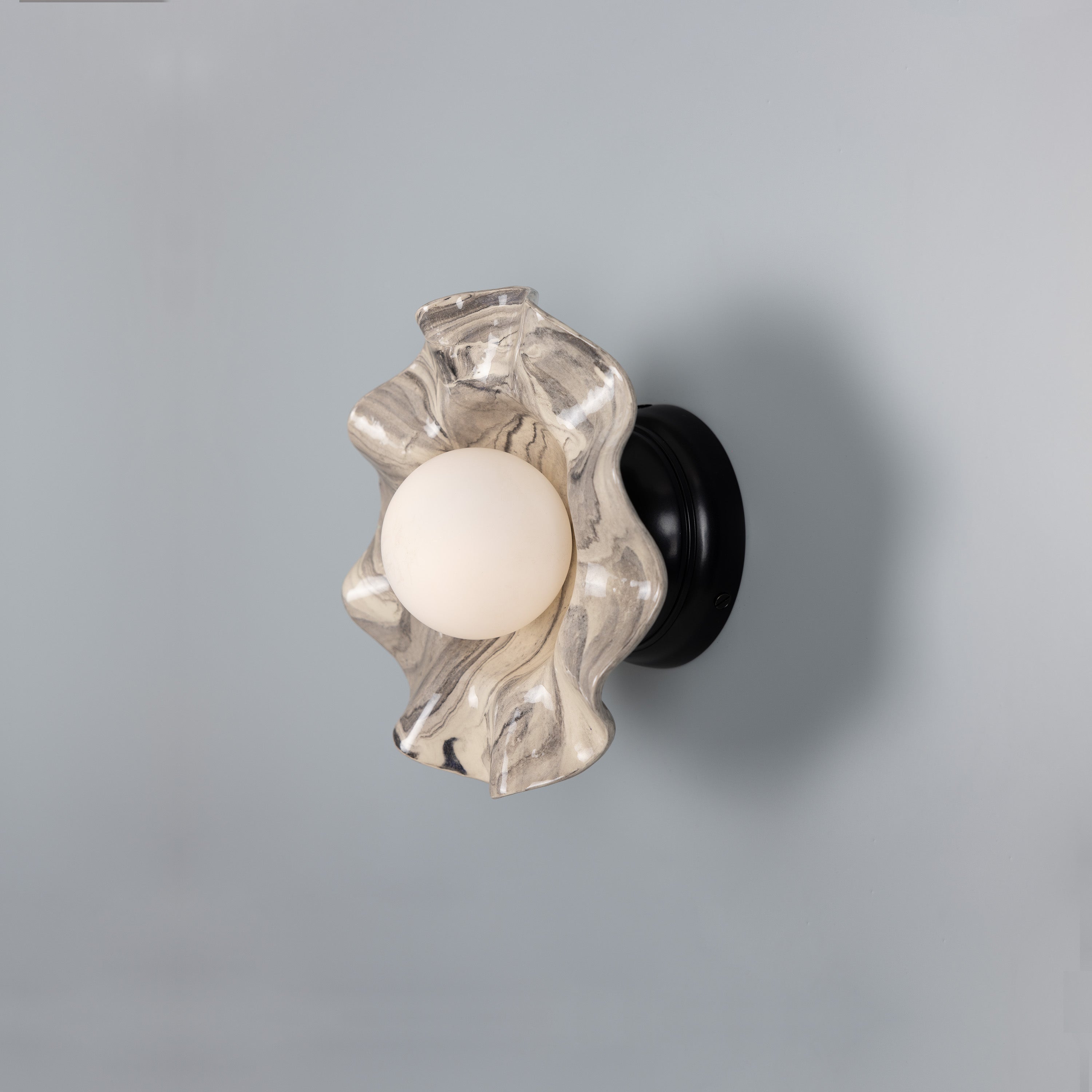 Rivale Wall Light with Wavy Marbled Ceramic Shade 21cm IP20 - Subtle Wear