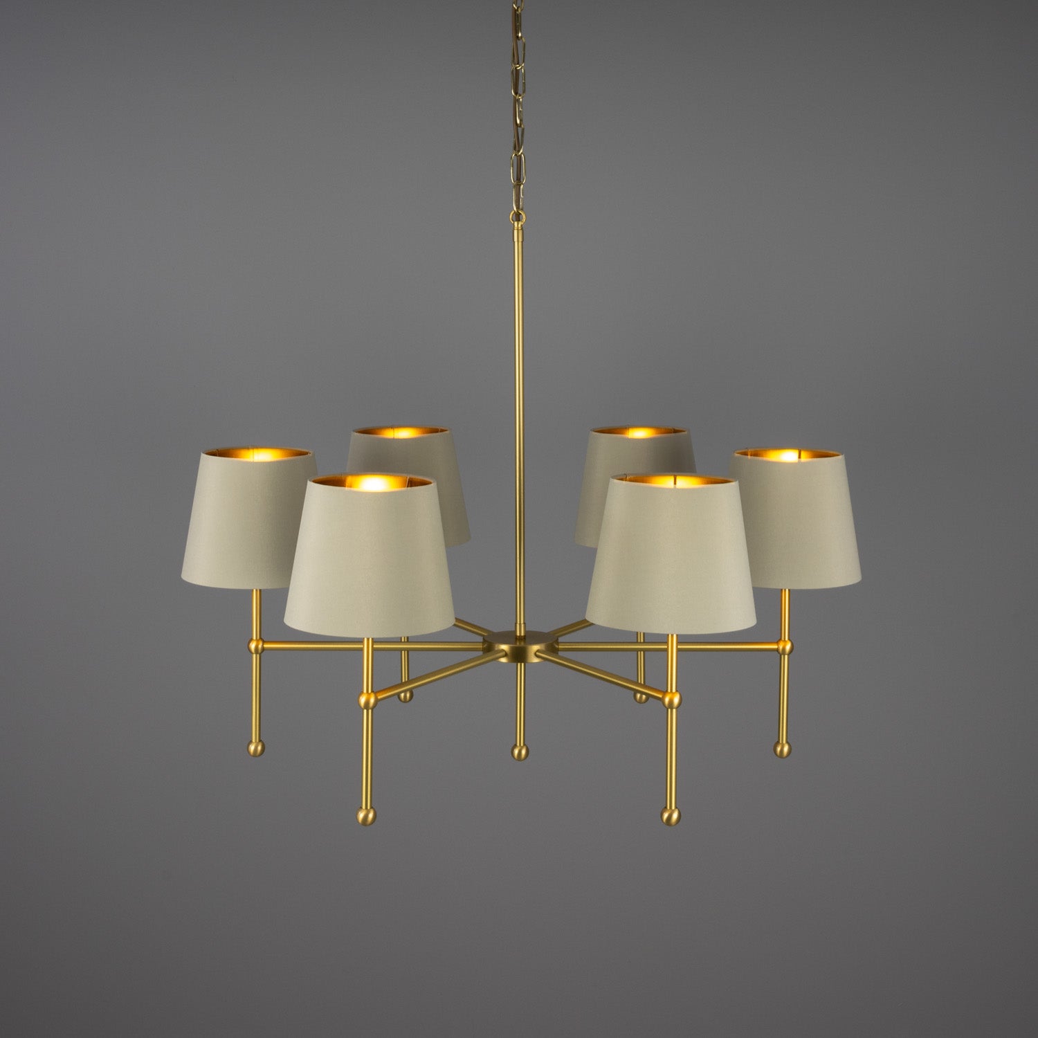 California Modern Brass Chandelier Six-Arm 95cm IP20 - Like New