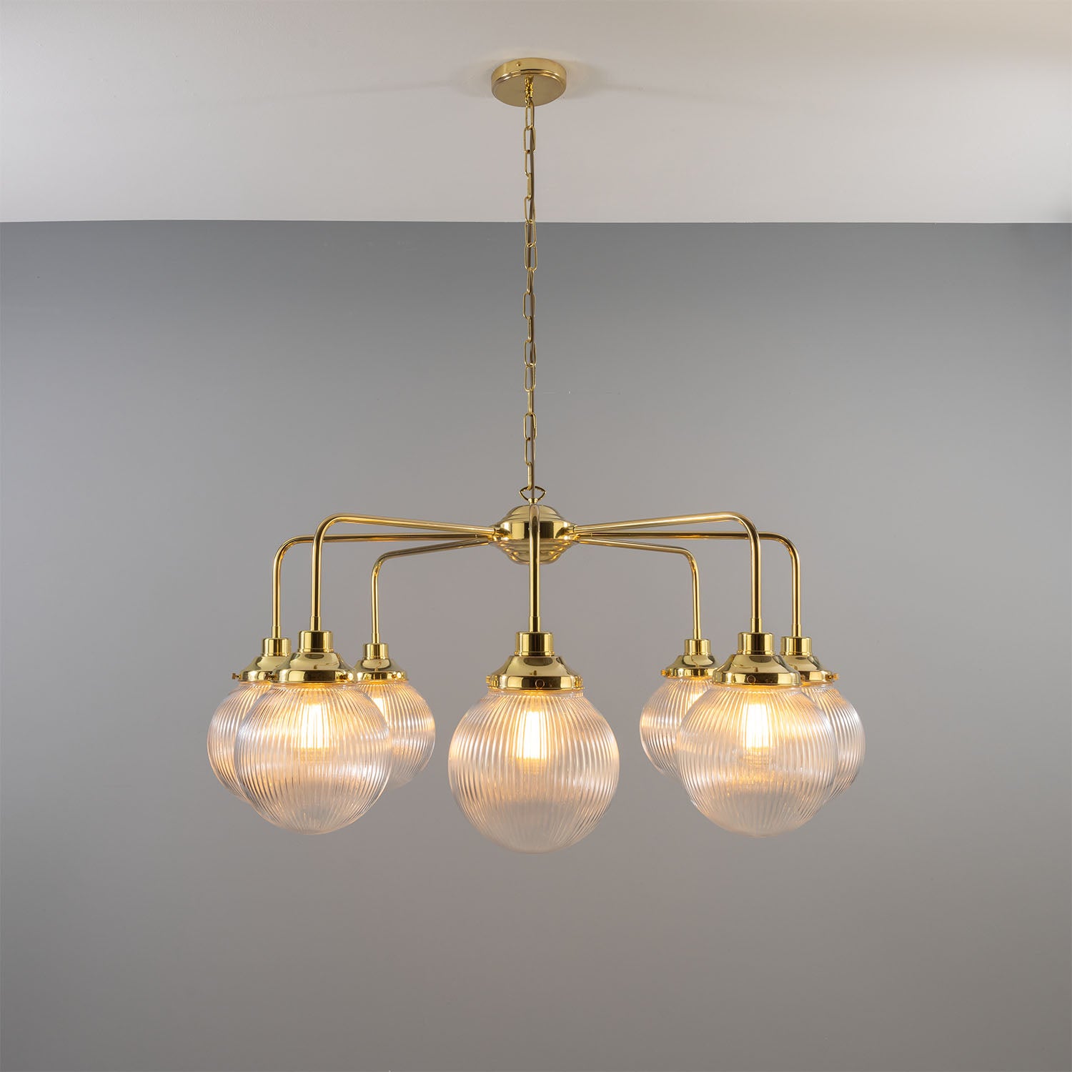 Genoa Eight Light Prismatic Glass Chandelier, 109cm IP20 - Subtle Wear