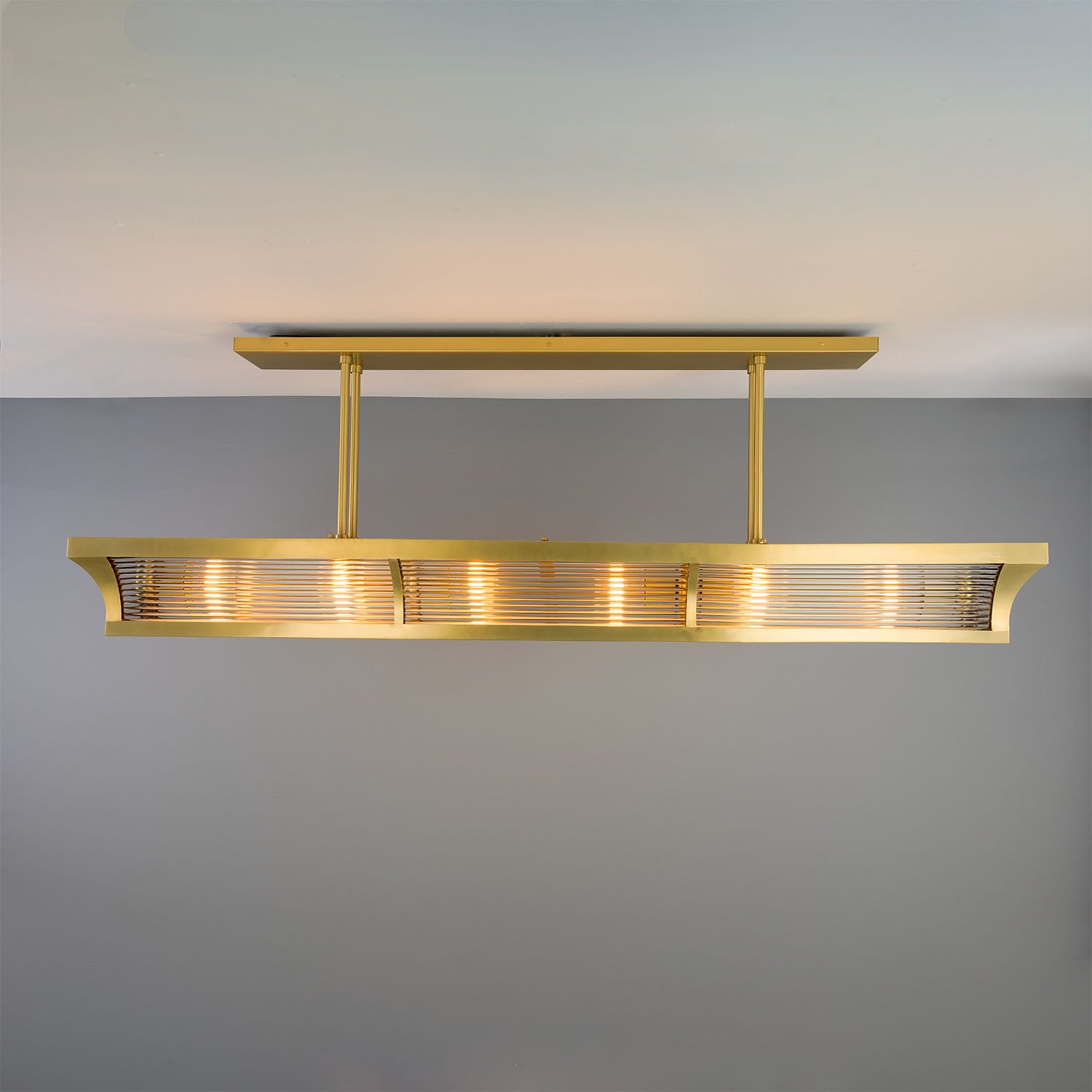 Lestrade Prismatic Linear Brass Island Chandelier 192cm IP20 - Subtle Wear