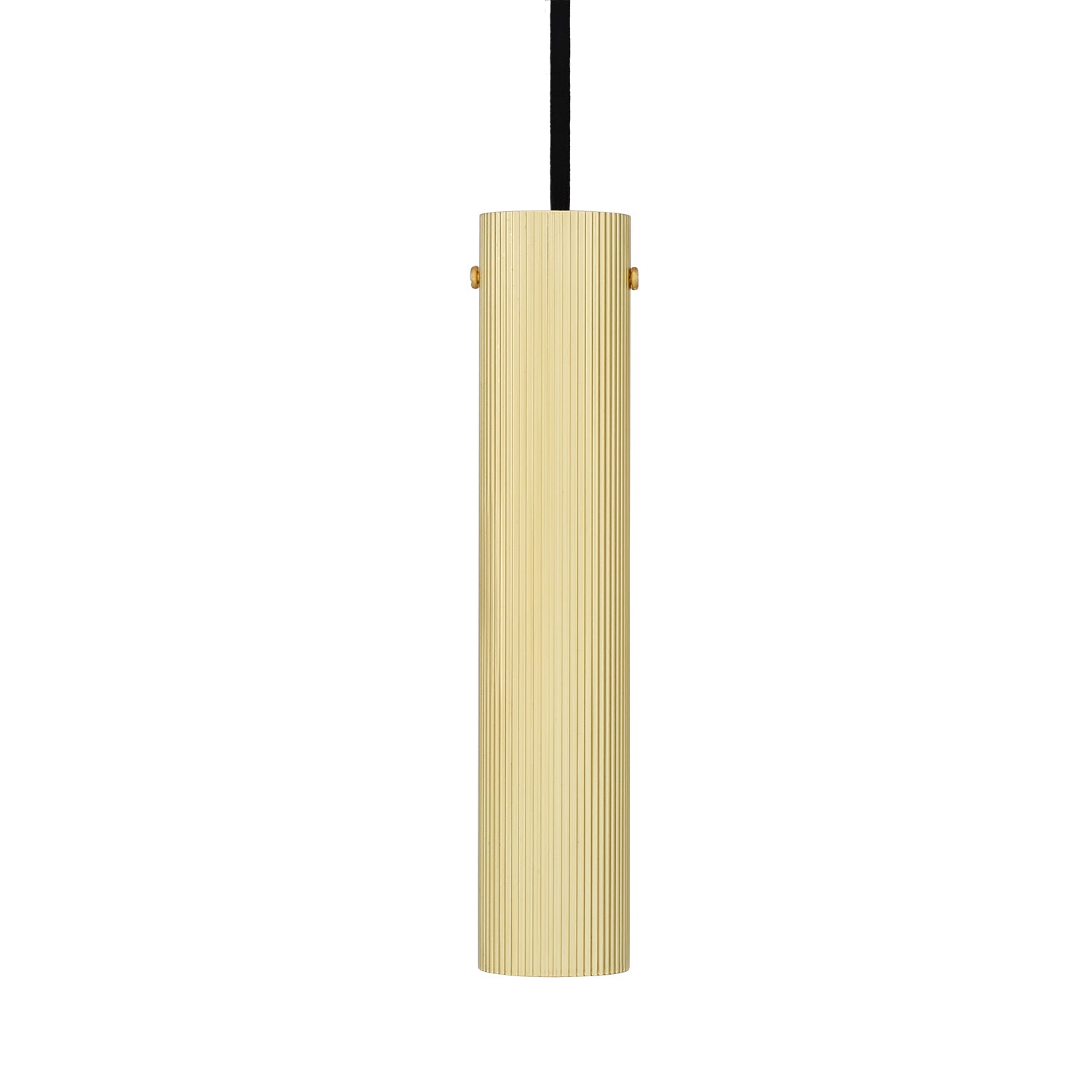 Royce Slender Reeded Brass Pendant Light 25cm IP20 - Subtle Wear