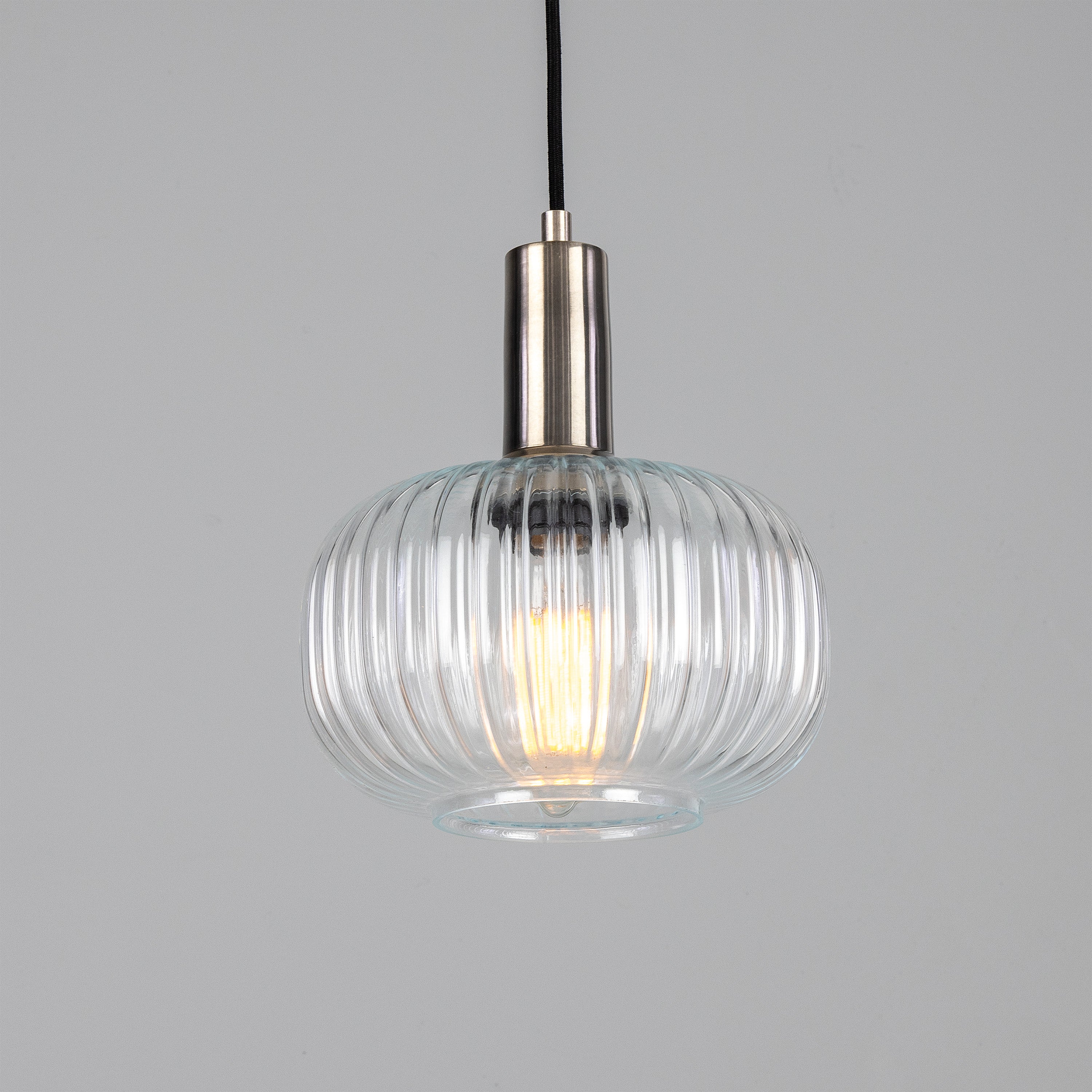 Nehir Reeded Glass and Brass Pendant 20cm IP20 - Like New