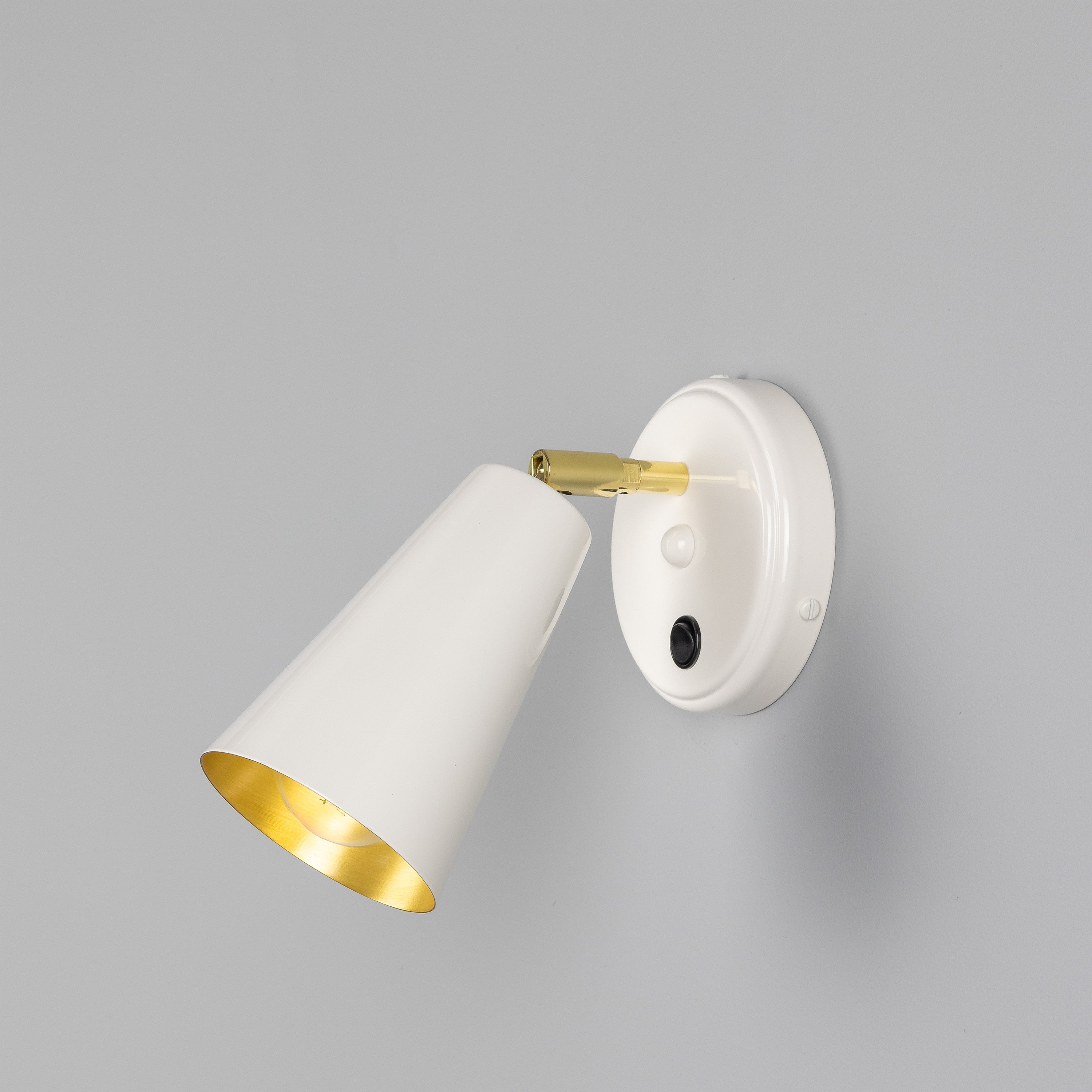 Cashel Adjustable Brass Cone Wall Light with Switch 15cm IP20 - Wear & Tear