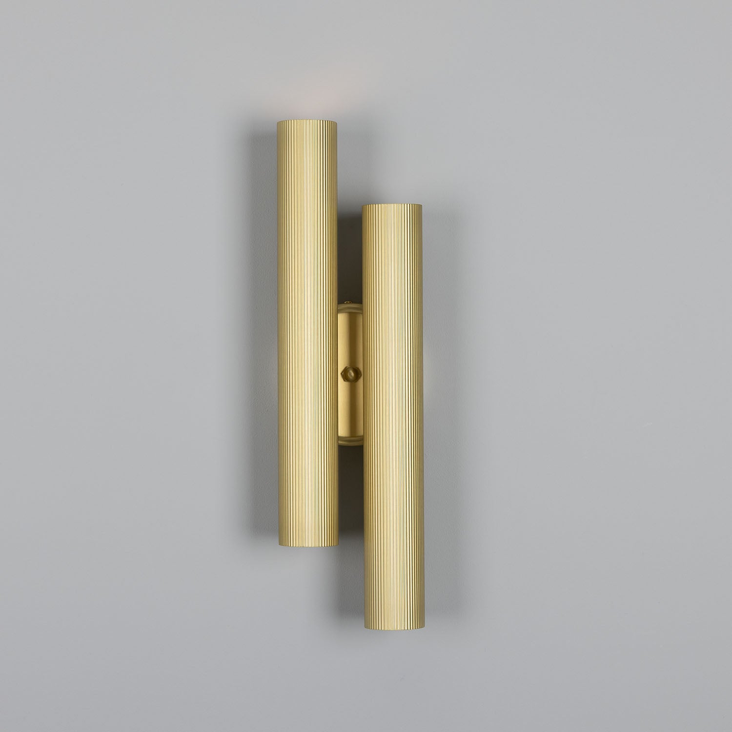 Royce Modern Reeded Brass Double Wall Light 42cm IP20 - Subtle Wear