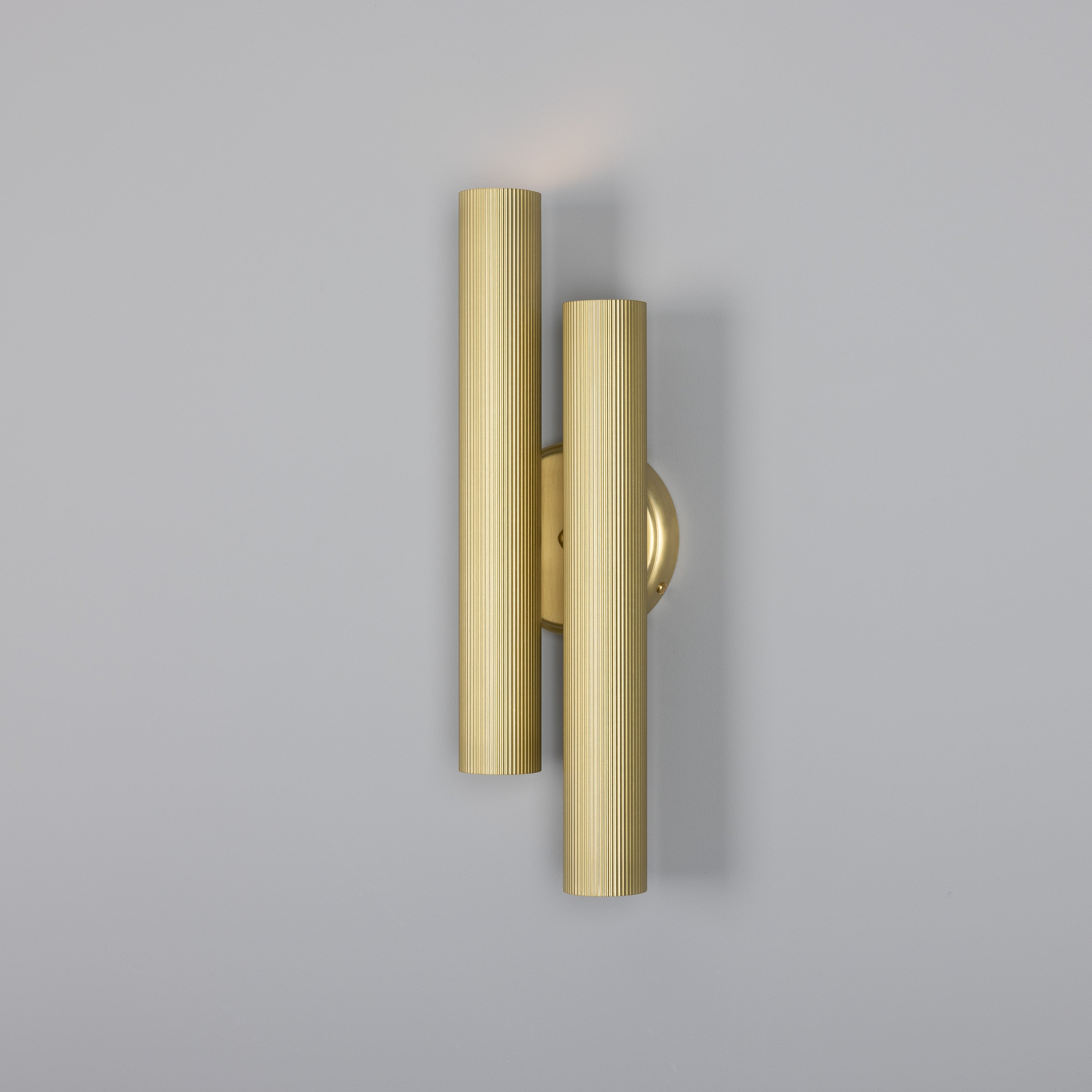 Royce Modern Reeded Brass Double Wall Light 42cm IP20 - Subtle Wear
