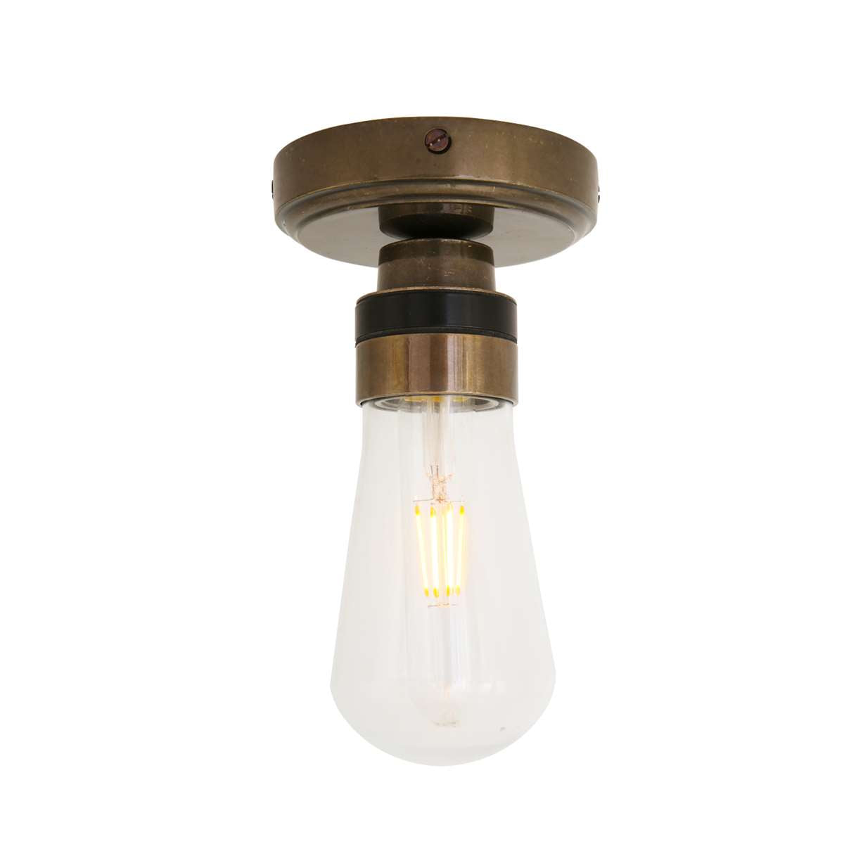 Kura Brass / Glass Ceiling Light IP65 - View 1