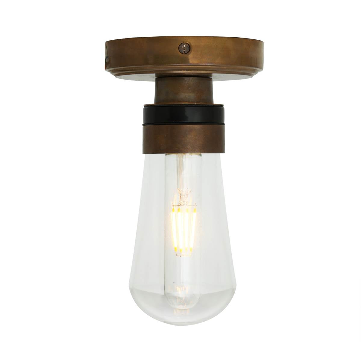 Kura Brass / Glass Ceiling Light IP65 - View 2