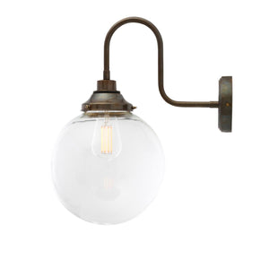 Laguna Clear Globe Swan Neck Wall Light 25cm IP44 - View 2