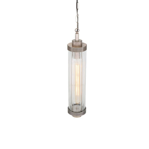 Louise Vintage Rippled Glass and Brass Bathroom Pendant IP44 - View 3