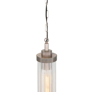 Louise Vintage Rippled Glass and Brass Bathroom Pendant IP44 - View 4