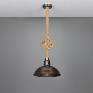Tahiti Jute Rope Pendant Light with Vintage Brass Shade 30cm IP65 - View 3