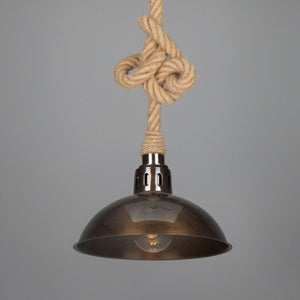 Tahiti Jute Rope Pendant Light with Vintage Brass Shade 30cm IP65 - View 1