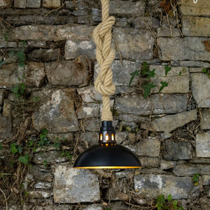 Tahiti Jute Rope Pendant Light with Vintage Brass Shade 30cm IP65 - View 12