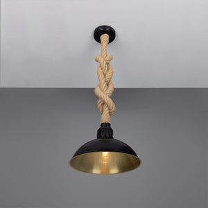 Tahiti Jute Rope Pendant Light with Vintage Brass Shade 30cm IP65 - View 7