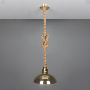 Tahiti Jute Rope Pendant Light with Vintage Brass Shade 30cm IP65 - View 10