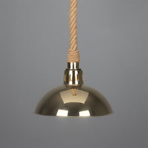 Tahiti Jute Rope Pendant Light with Vintage Brass Shade 30cm IP65 - View 9