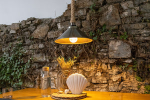 Naxos Jute Rope Pendant Light with Vintage Brass Shade 38cm IP65 - View 11