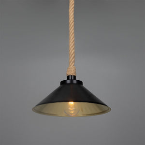 Naxos Jute Rope Pendant Light with Vintage Brass Shade 38cm IP65 - View 3