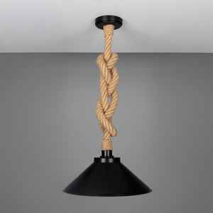 Naxos Jute Rope Pendant Light with Vintage Brass Shade 38cm IP65 - View 4