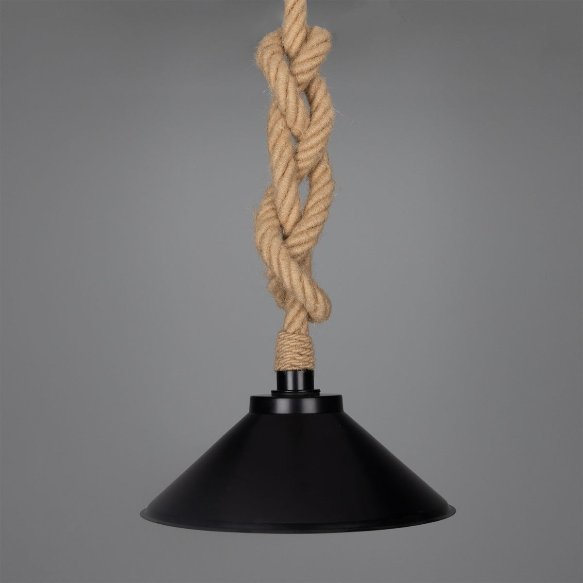 Naxos Jute Rope Pendant Light with Vintage Brass Shade 38cm IP65 - View 2