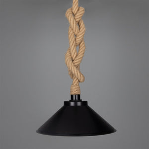 Naxos Jute Rope Pendant Light with Vintage Brass Shade 38cm IP65 - View 2
