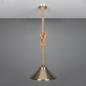 Naxos Jute Rope Pendant Light with Vintage Brass Shade 38cm IP65 - View 9