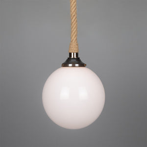 Azores Jute Rope Pendant Light with Opal Glass Globe 30cm IP44 - View 6