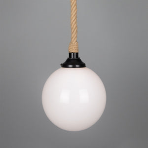 Azores Jute Rope Pendant Light with Opal Glass Globe 30cm IP44 - View 10