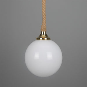 Azores Jute Rope Pendant Light with Opal Glass Globe 30cm IP44 - View 3