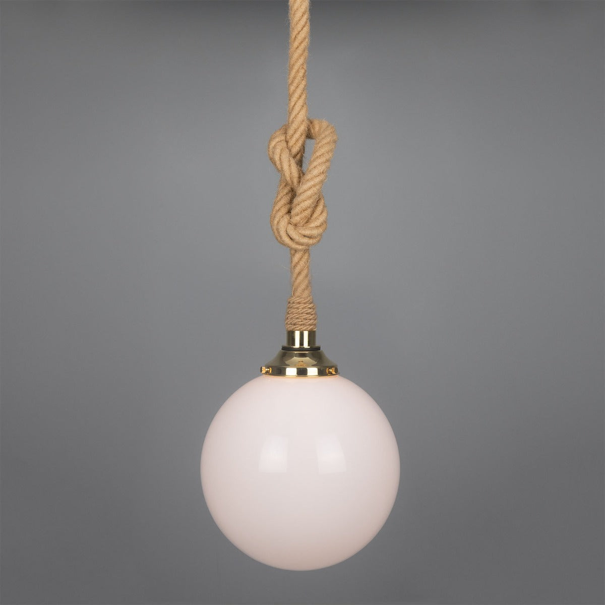 Azores Jute Rope Pendant Light with Opal Glass Globe 30cm IP44 - Main View