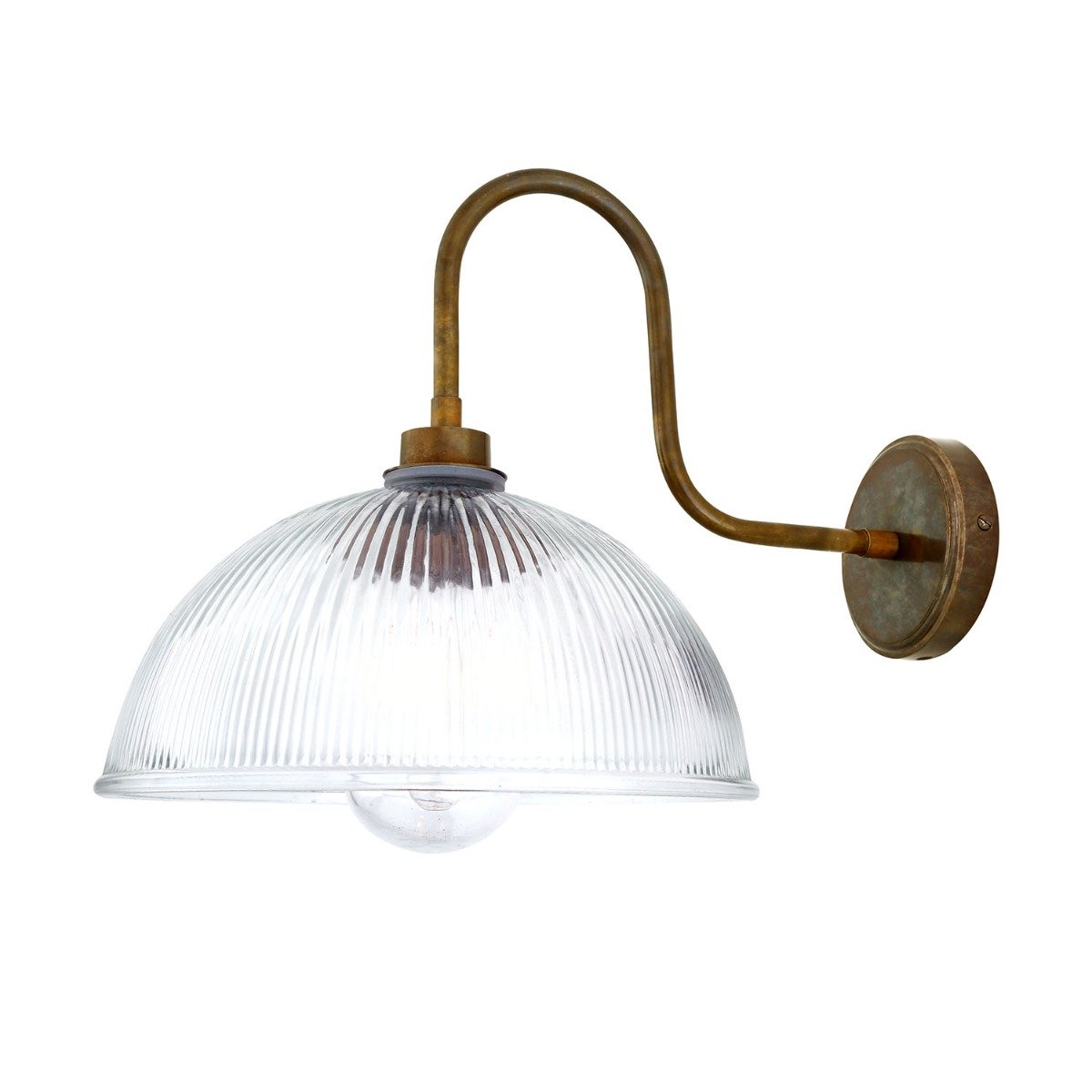 Maris Prismatic Glass Swan Neck Wall Light IP65 - View 4