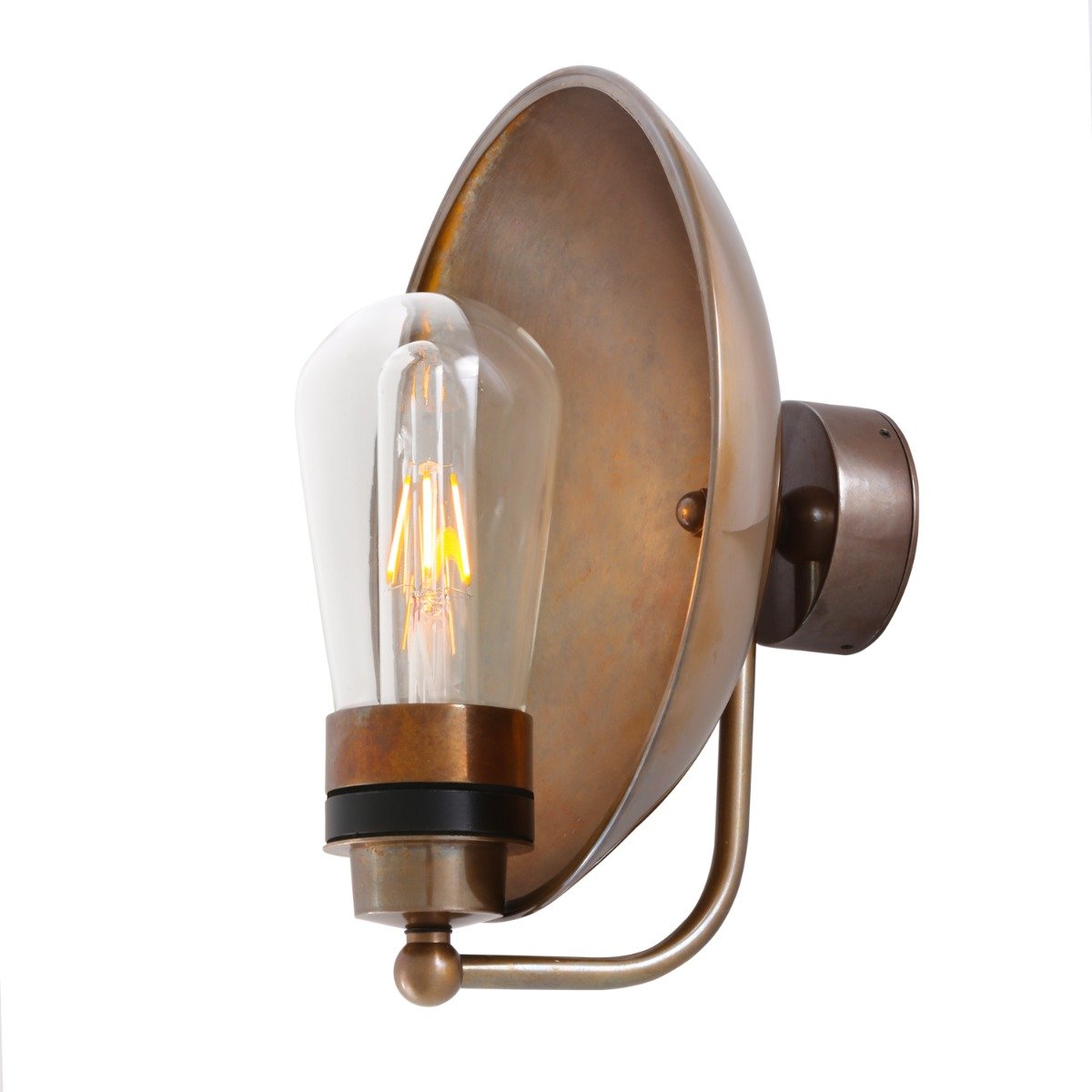 Galit Brass Dish Wall Light IP65 - View 2