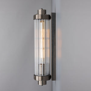 Louise Vintage Rippled Glass and Brass Bathroom Wall Light IP44 - View 7
