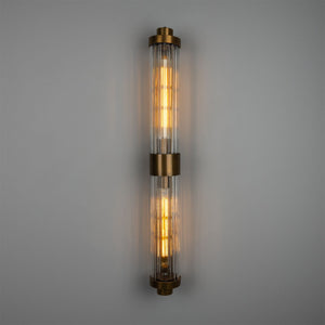 Double Louise Clear Glass Bathroom Wall Light 88cm IP44 - View 4