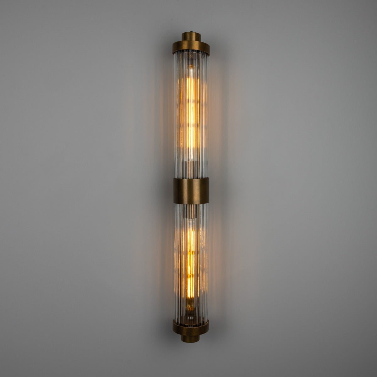 Double Louise Clear Glass Bathroom Wall Light 88cm IP44 - View 2