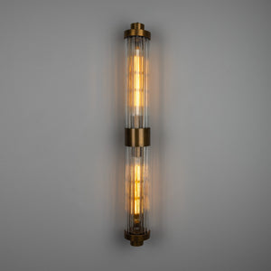 Double Louise Clear Glass Bathroom Wall Light 88cm IP44 - View 2