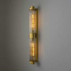 Double Louise Clear Glass Bathroom Wall Light 88cm IP44 - View 9