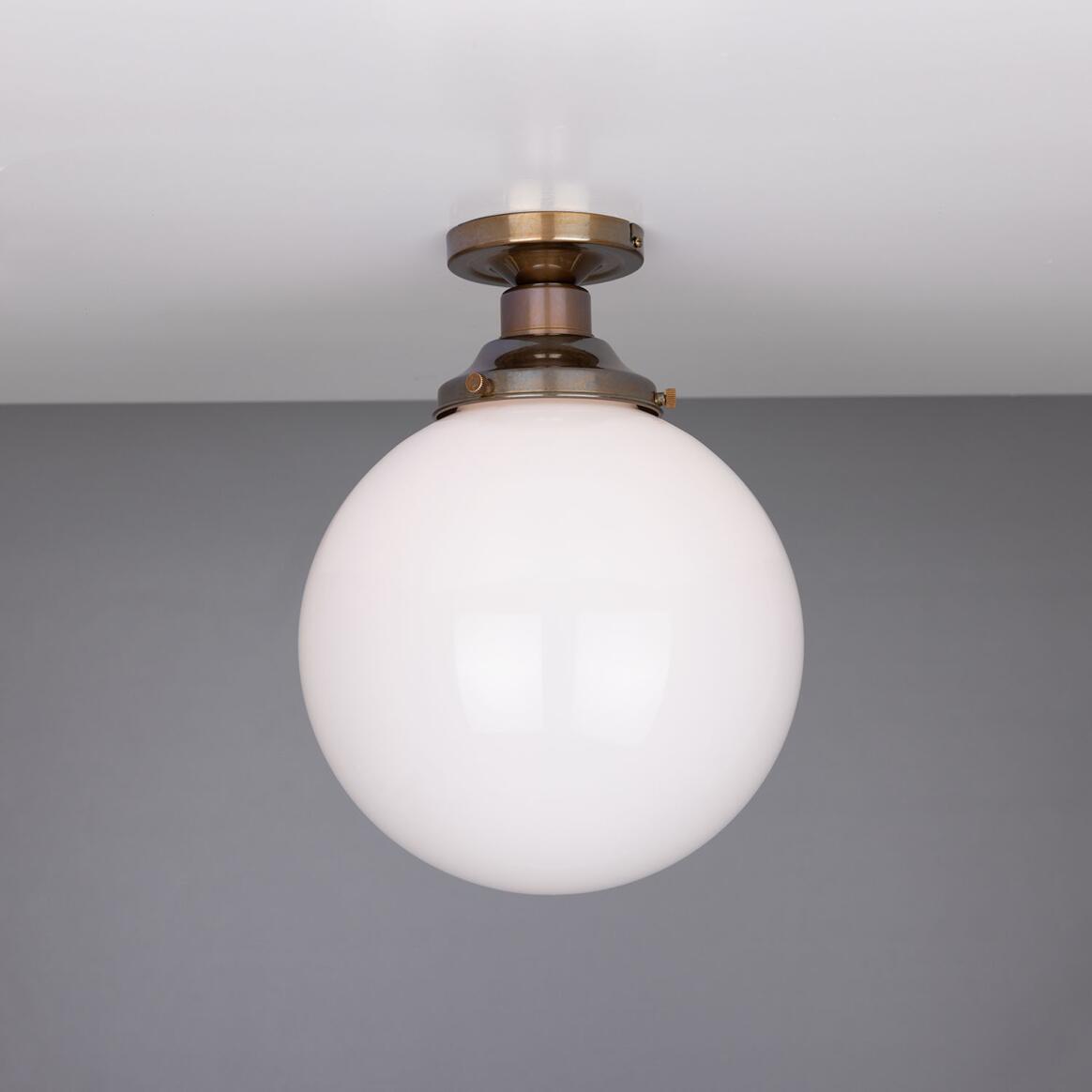 Yerevan Opal Globe Flush Ceiling Light 25cm IP20 - Wear and Tear