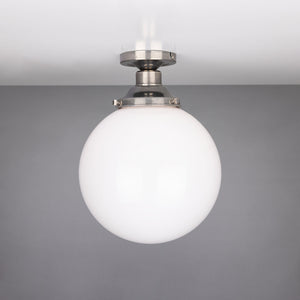 Yerevan Opal Globe Flush Ceiling Light 25cm - View 1
